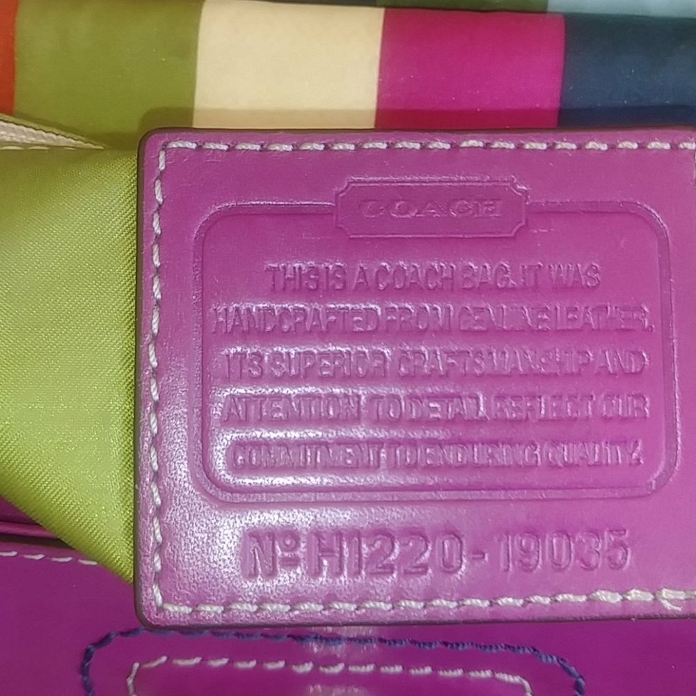 GORGEOUS BERRY COLORBLOCK FULLGRAIN LEATHER 2012  COACH 70TH ANNIVERSARY WILLIS… - Picture 13 of 17